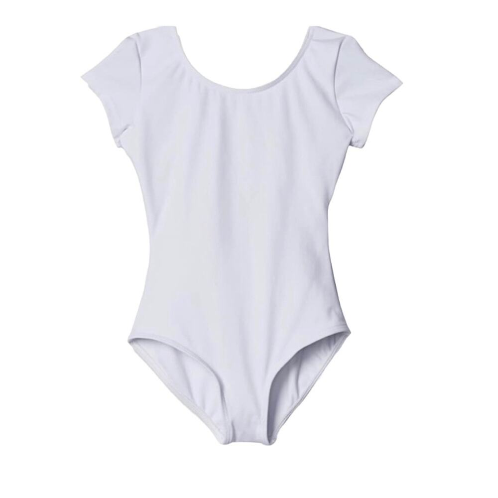 NWT Amazon Essentials Girls Basic Leotard Short Sleeve White Size XL / 12